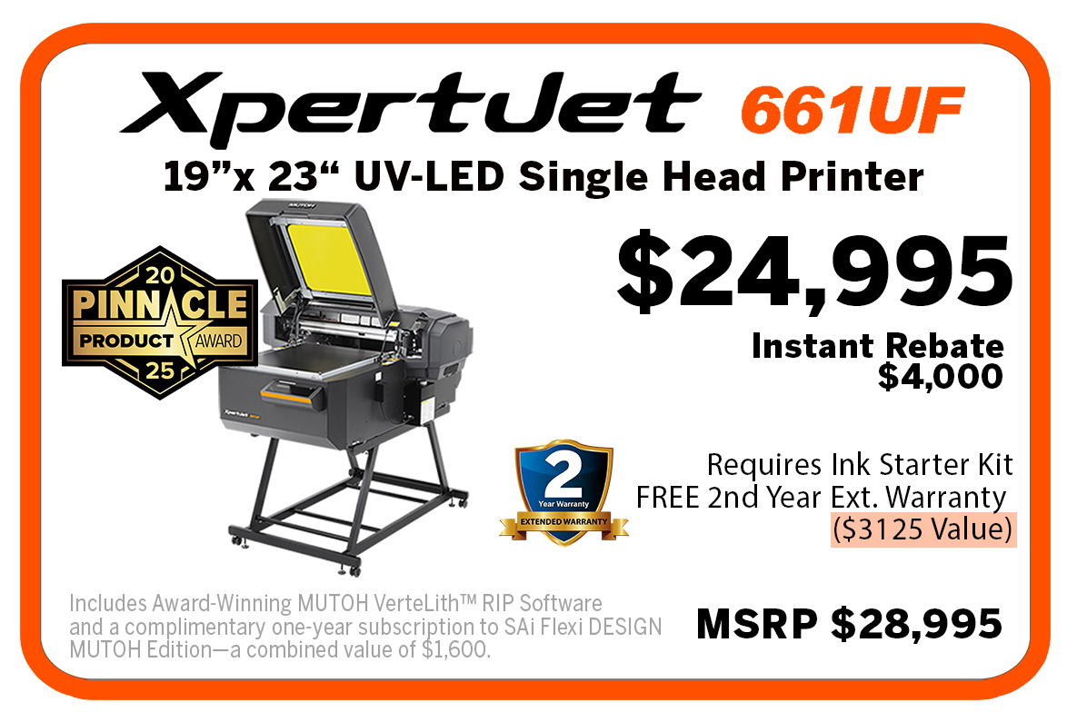 Mutoh XpertJet 661UF UV Flatbed Printer 19x23.3 ADA Complient