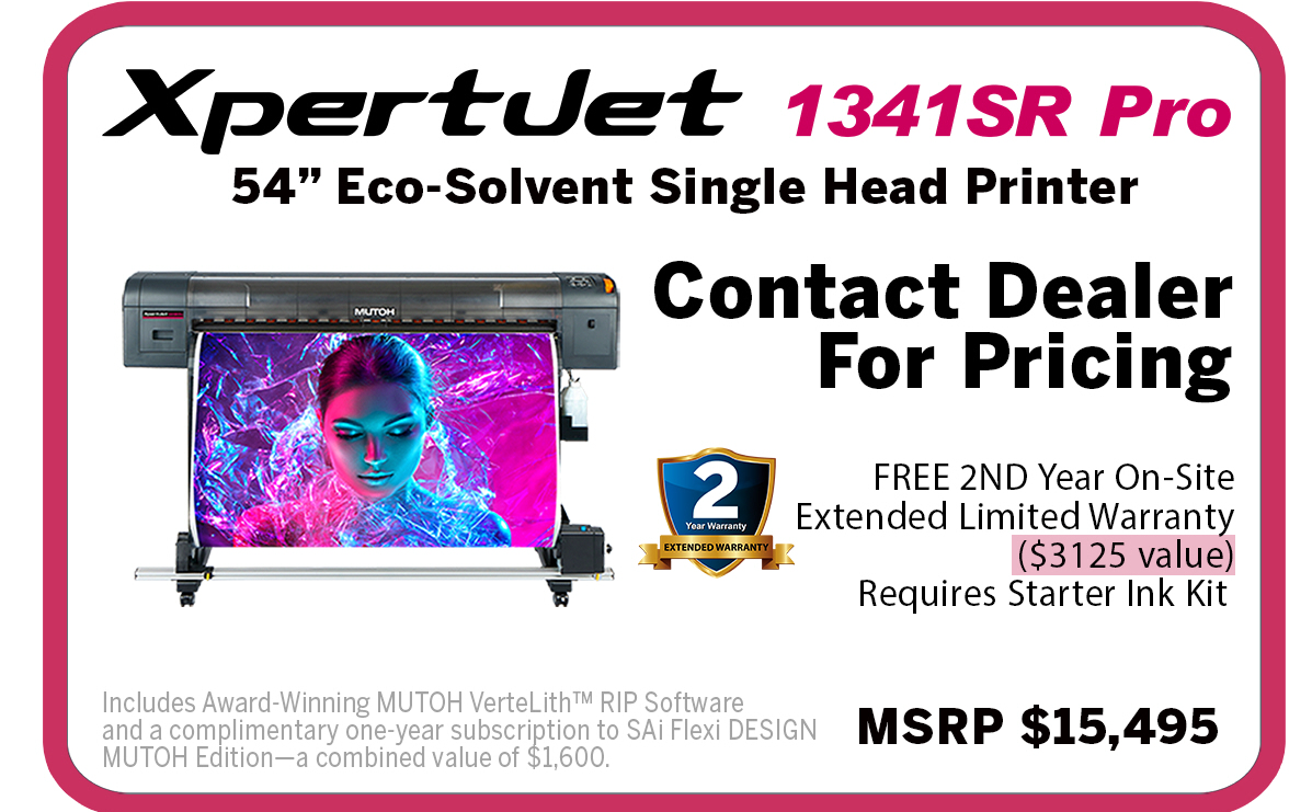 Mutoh XpertJet 1341SR Pro 54" Eco Solvent Printer