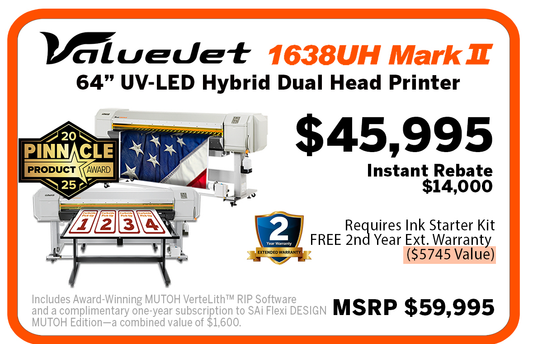 Mutoh ValueJet 1638UH2 64 inch Hybrid UV Printer