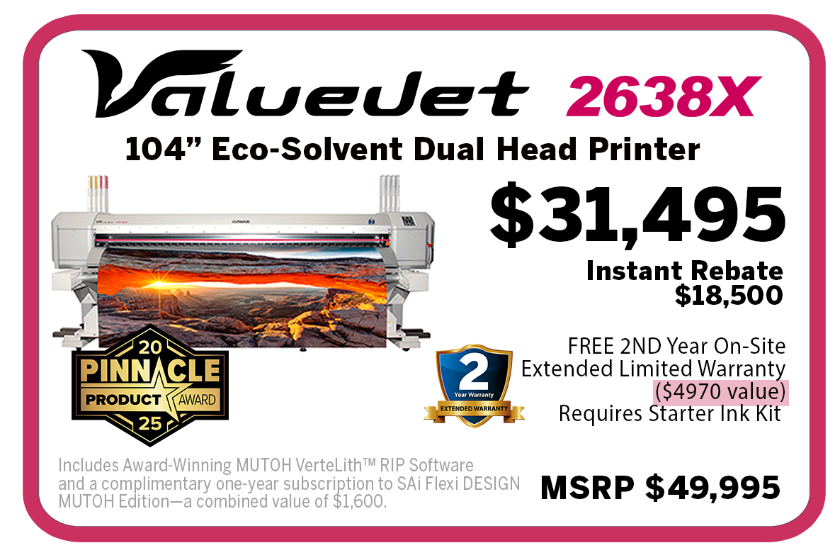Mutoh ValueJet 2638X 104" Eco Solvent Printer