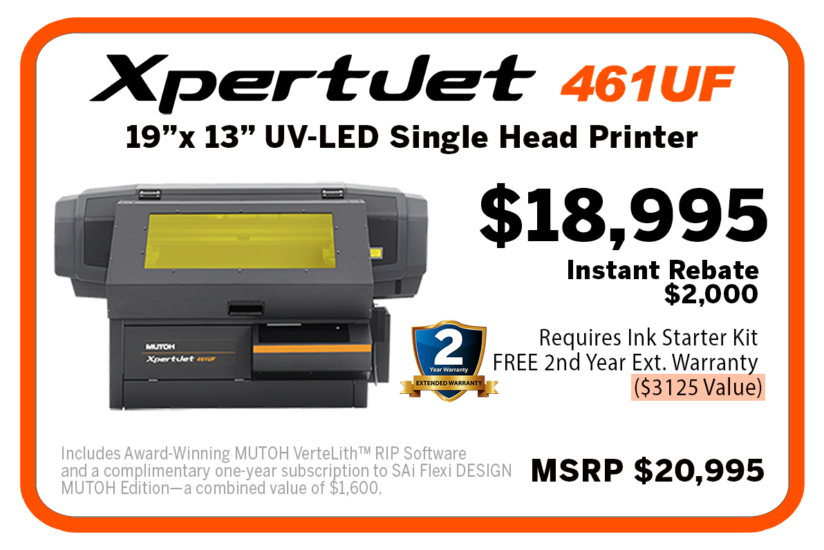 Mutoh XpertJet 461UF 19x13 Flatbed Printer ADA Complient